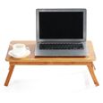 ELIFUZHG Table pliante pour ordinateur portable en Bambou Pliable - Table d'appoint inclinable - Lire, travailler, manger - pupitre-1