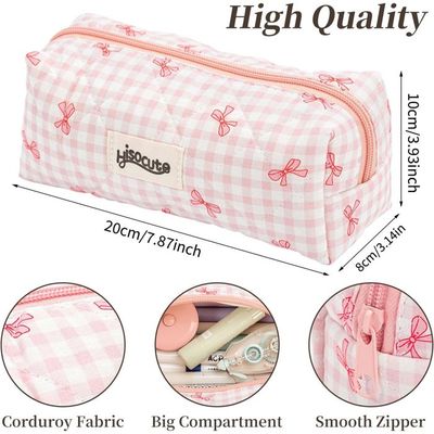 Dayysiuy Trousse Avec Nœud Mignon, Trousse College Fille, Trousses À Crayons Esthétique, Makeup Bag, Trousses À Crayons En Coton Matelassé, Pour L'école, La Papeterie, Le Maquillage Et
