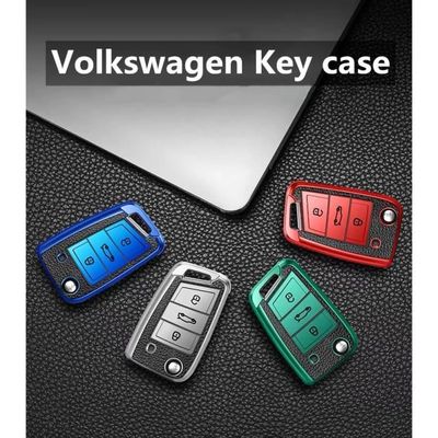 Coque clé,Étui à clés de voiture en polyuréthane + TPU pour VW Volkswagen  MK7-GTI 7-Golf 7-Golf R Skoda Octavia A7 - Type B-blue - Cdiscount Auto