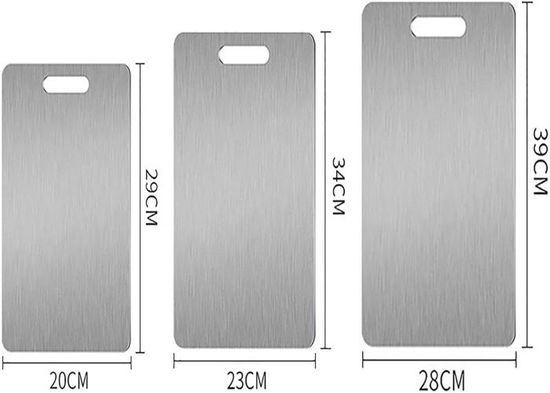 Planche à Découper En Titane 2 Pièces - 34x23 Cm + 25x15 Cm, Acier Inoxydable, Double Face