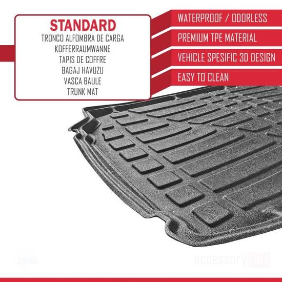 Tapis De Coffre Frogum Pro-Line Pour Peugeot Rifter Depuis 2018 - TPE Noir - Neuf