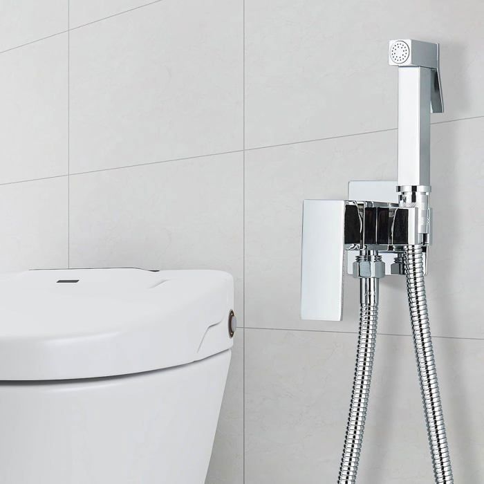 Ensemble Bidet Douchette Shattaf Mural - Or Brossé, Eau Chaude/froide (neuf)