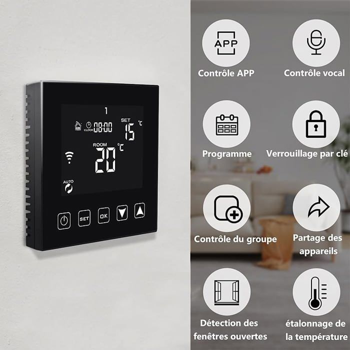 Thermostat Intelligent WiFi Connecté pour Chaudière 3A Noir, Compatible — free download