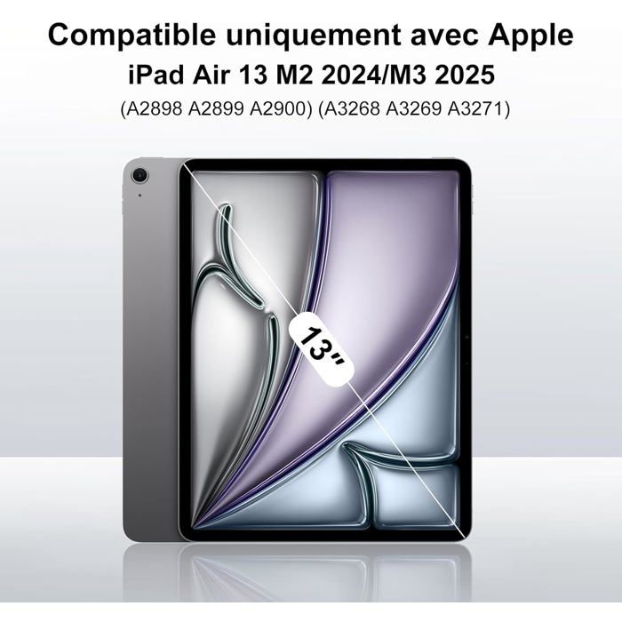 Coque Clavier pour iPad Air 13 Pouces M3/M2 2025/2024, AZERTY Français