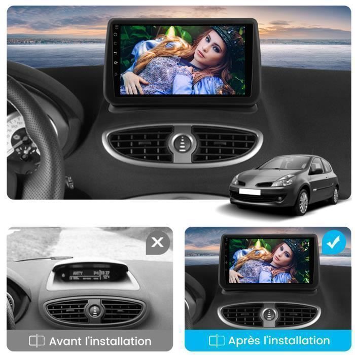 hizpo Android 13 Autoradio für Renault Clio 3 2005 2014, 8 Core 4G 32G GPS Navi 9 Zoll QLED Touchscreen mit Wireless CarPlay Android Auto Bluetooth WiFi 4G LTE DSP Mirror Link FM/AM