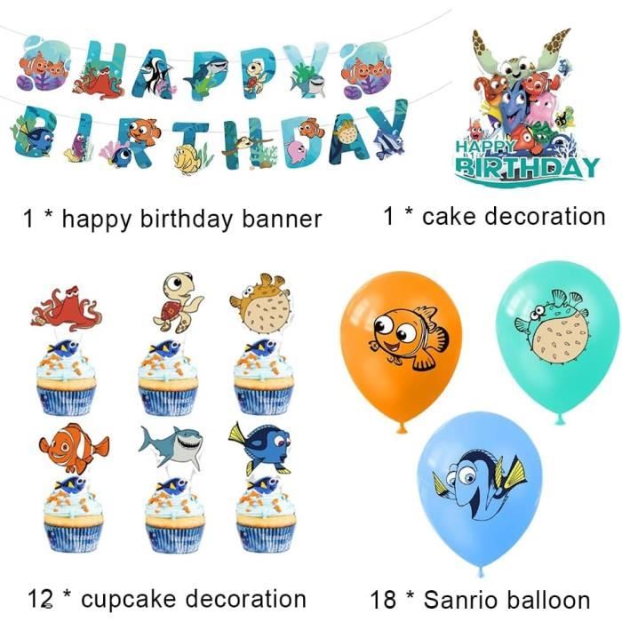 Ballons Shark Et Animaux Océan – Bannière Et Décorations Pour Anniversaire Thème Marin – Kit Fête Enfant
