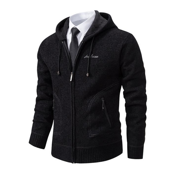 Sweat-Shirt Zippé Homme Col Mao - Coupe Slim Fit, Chaud Et Décontracté Pour L'Hiver