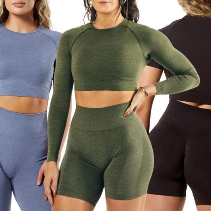 Ensemble de yoga sans couture pour femme,pantalon d'entraînement,haut