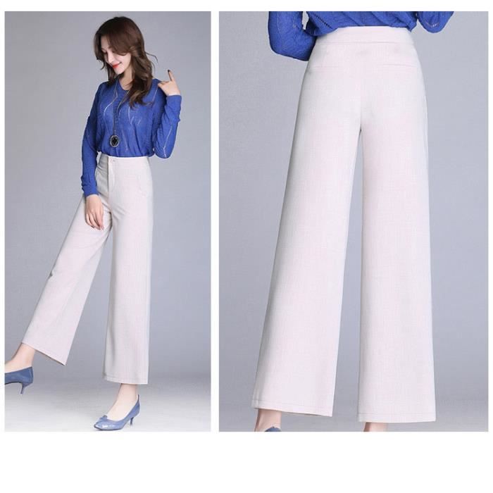 Pantalacourt Femme été 3/4 - Léger, Fluide, En Coton élastique Avec Poches - Chic Et Décontracté Pour Plage, Vacances