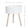 Table de chevet ronde design scandinave HOMCOM - tiroir bicolore chêne clair et blanc-2