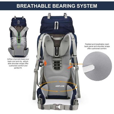 Sac à Dos Randonnée 70L MOUNTAINTOP - Sac Trekking Homme Femme Avec Housse Pluie | Camping, Voyage, Outdoor