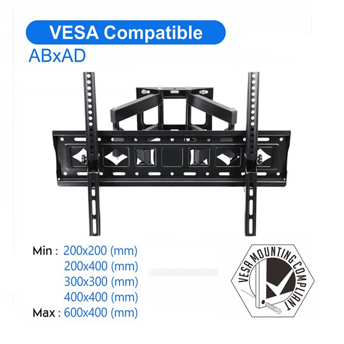 PALMAT Support Mural TV Inclinable Et Orientable - Bras Double - Pour écrans 32 à 55 Pouces - VESA Max 400x400mm