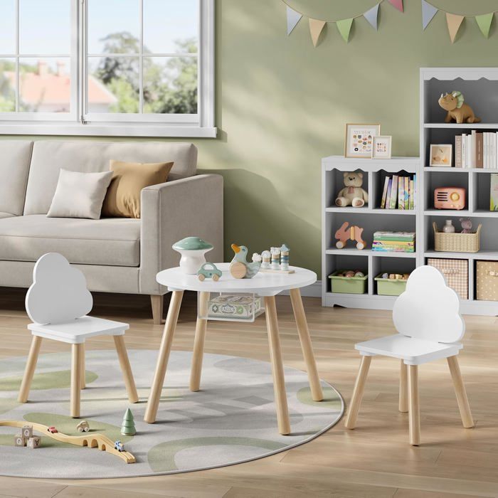 Tabouret Nuage Enfant Blanc En Bois – Siège Mignon Forme Nuage, Tabouret Décoratif Pour Chambre Bébé Ou Enfant, Petit Siège Ou Support Plante Style Scandinave