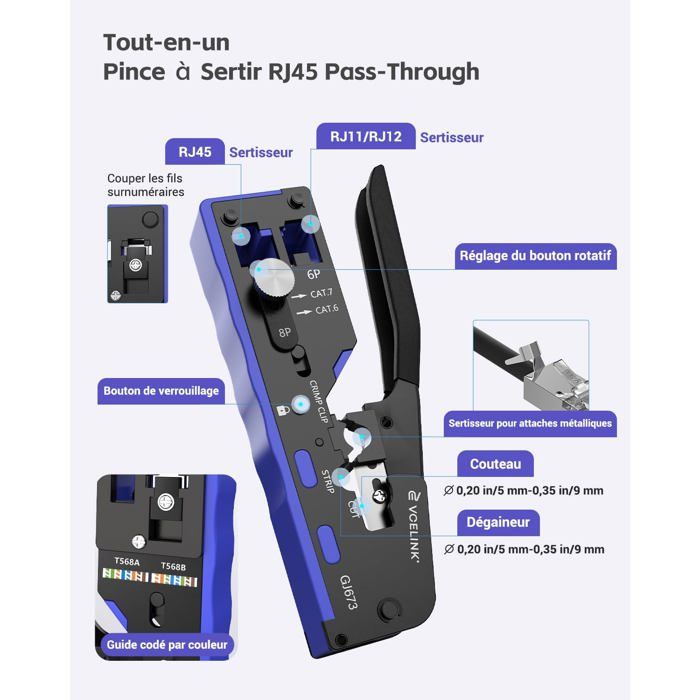 Câble Réseau RJ45 Cat6a à Sertir - Sans Marque - Neuf