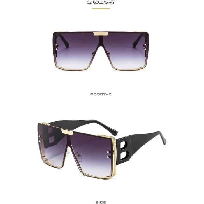 Lunettes De Soleil Femmes Hommes Sunglasses Mode Grand Cadre B Lettres Lunettes De Soleil Femmes Marque De Luxe Retro Carre M u3215 Achat Vente lunettes de soleil Cdiscount