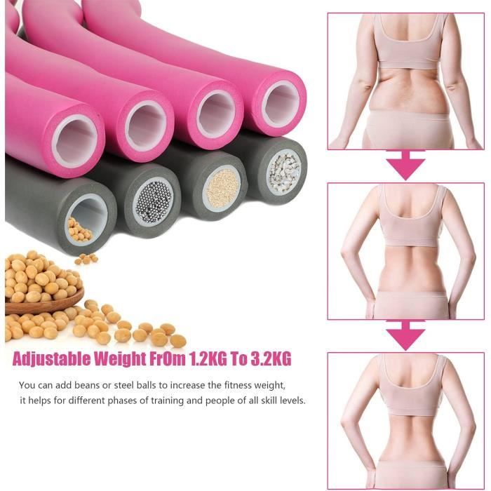 Hula Hoop Fitness Réglable 96cm - 8 Segments Amovibles Avec Nœuds De Massage | Pour Perte De Poids Et Exercice