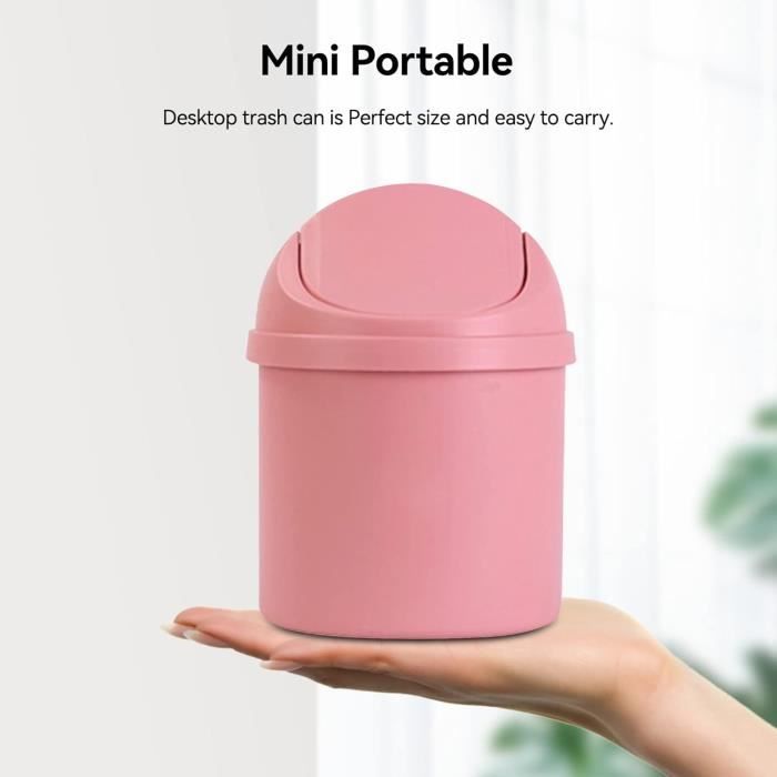 Mini Poubelle En Plastique, Petite Poubelle De Bureau Avec Couvercle  Pivotant Pour La Maison, Le Bureau (Rose)[Z1160]