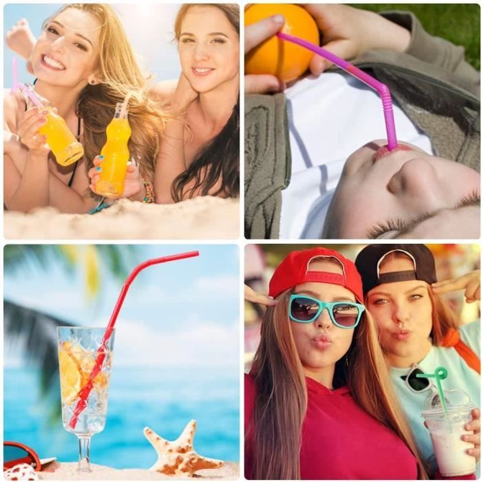 30 Pailles Réutilisables En Plastique Bouclées - Colorées Pour Fête, Anniversaire, Mariage - Lot Multicolor