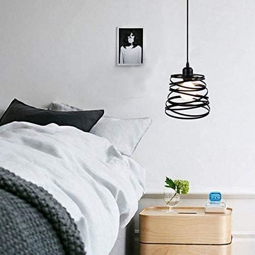 Lot De 2 Suspensions Luminaires Moderne En Spirale Vintage - Lustre Plafonnier Créatif Cascade Métal Noir 20cm Pour Salon, Chambre Et Salle à Manger