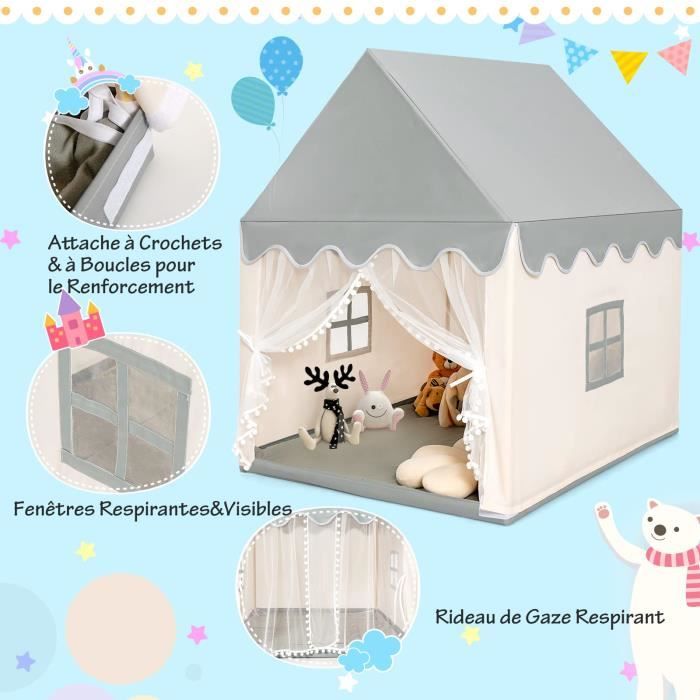 DREAMADE Tente De Jeux Enfant Avec Lumière Etoilée LED - Cabane Intérieure Extérieure Avec Tapis Antidérapant, 2 Fenêtres (Kaki) Tente Maison Jeu Avec Lumière DREAMADE Tente De Jeux Enfant Avec Lumière Etoilée LED - Cabane Intérieure Extérieure Avec Tapis Antidérapant, 2 Fenêtres (Kaki) Tente Maison Jeu Avec Lumière