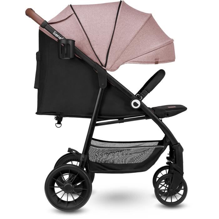 Poussette canne LIONELO Zoey - De 6 à 36 mois - Capote XXL pour protection  solaire - Moustiquaire incluse - Rose