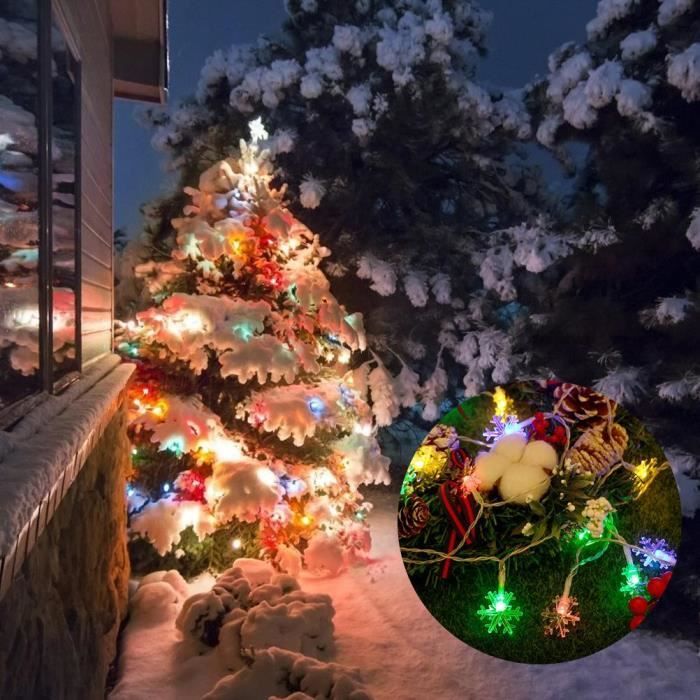 Lumières de Noë,Guirlande lumineuse sapin,lumières de flocon de neige de  Noël à piles, 6 m, 40 lumières LED Coloré,pour arbre de Noël Maison Jardin  Chambre Décoration intérieure et extérieure jardin.