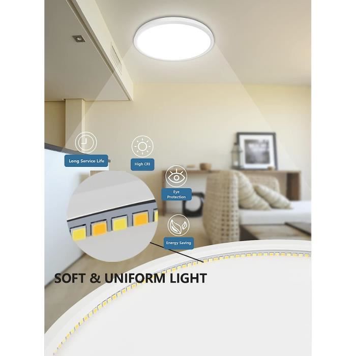 24W Plafonnier LED Rond,2400LM,IP40,Lampe Plafond pour Couloir