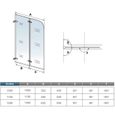 Pare-baignoire pliant en verre trempé 5mm - AICA - 100x140cm - Pivotant - Installation facile - Design moderne-3
