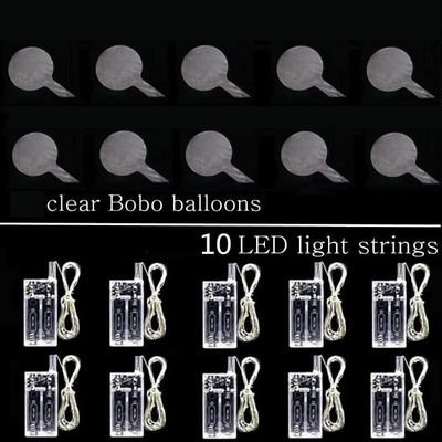 Lot de 15 ballons lumineux LED Bobo à l'hélium, 50,8 cm, avec 10 guirlandes LED de 3 m, pour Saint-Valentin, mariage, Noël, anniversaire