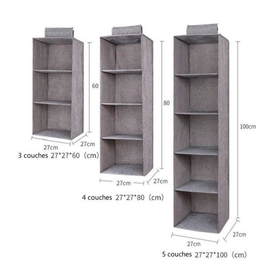 Etageres Pour Armoires Etagere De Rangement Suspendue Pliable Armoire Suspendue En Tissu Organisateur De Vetements Gris 4coushes Achat Vente Organisateur De Tiroir Etageres Pour Armoires Eta Cdiscount