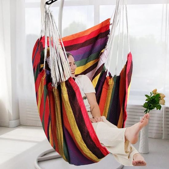 Fauteuil Suspendu Boho Outtec Cloud - En Coton épais, Macramé, Capacité 150 Kg - Pour Intérieur Et Extérieur, Technologie AirFlow