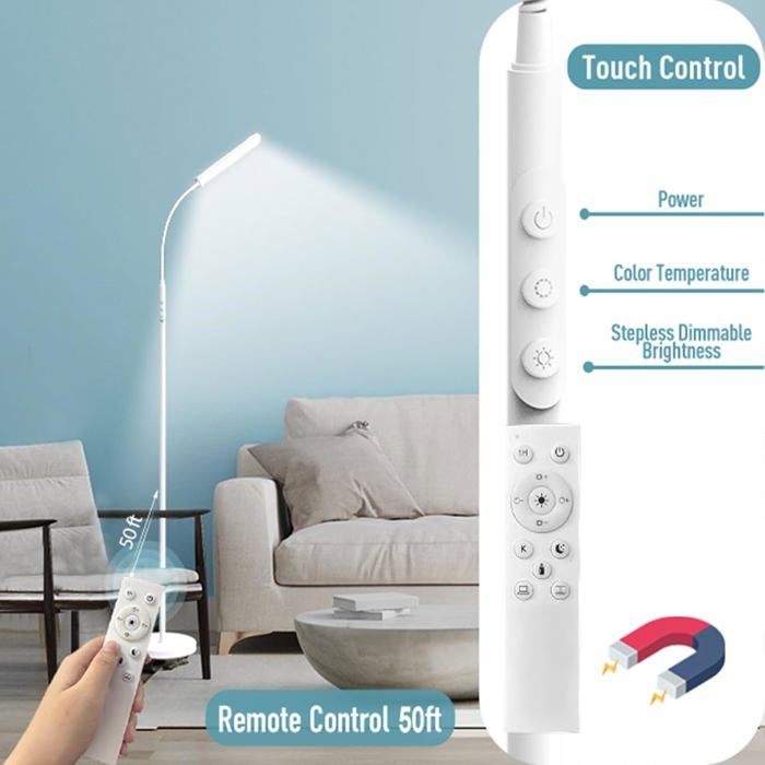 Lampadaire De Salon Avec Liseuse, Plafonnier LED Dimmable, 3 Températures De Couleur, Minuterie