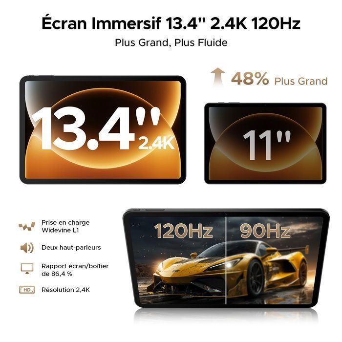 AORLYM P13 Pro Tablette Tactile Android 16 13.4 Pouces 120Hz 2.4K