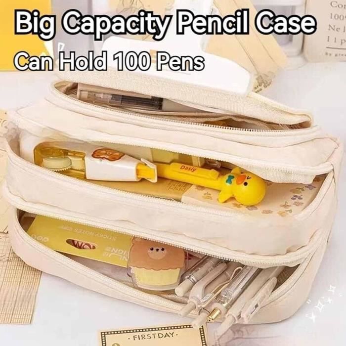 KALIDI Trousse à crayons avec 3 compartiments - Grande capacité - Pour