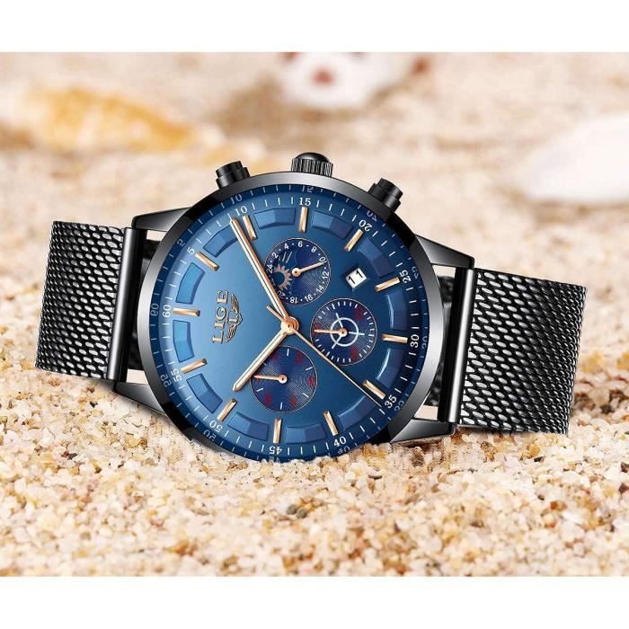 Montre Verre Minéral Montre Homme CIVO Acier Inoxydable - Mouvement Quartz Japonais - Verre Minéral - Étanche 3ATM - Classique élégante Montre Homme Acier Inox