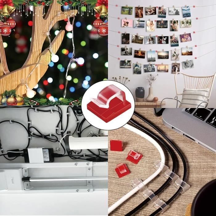 100 Pièces Clips De Câble Adhésif Clips De Fils Gestion Des C Bles Serre C Bles Support De Cordon De Fil Blanc