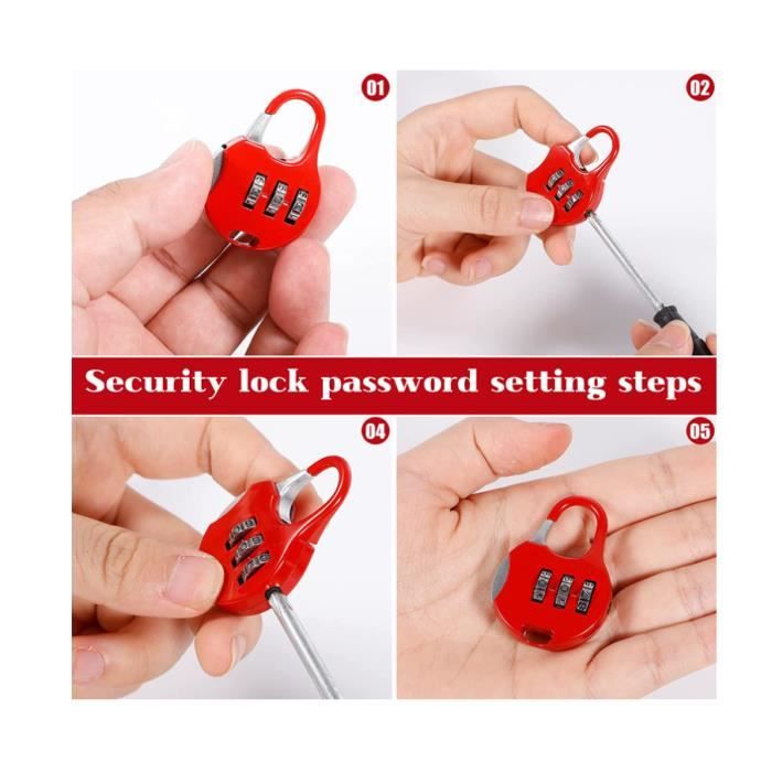 Mini cadenas de sécurité avec code à 3 chiffres et mot de passe