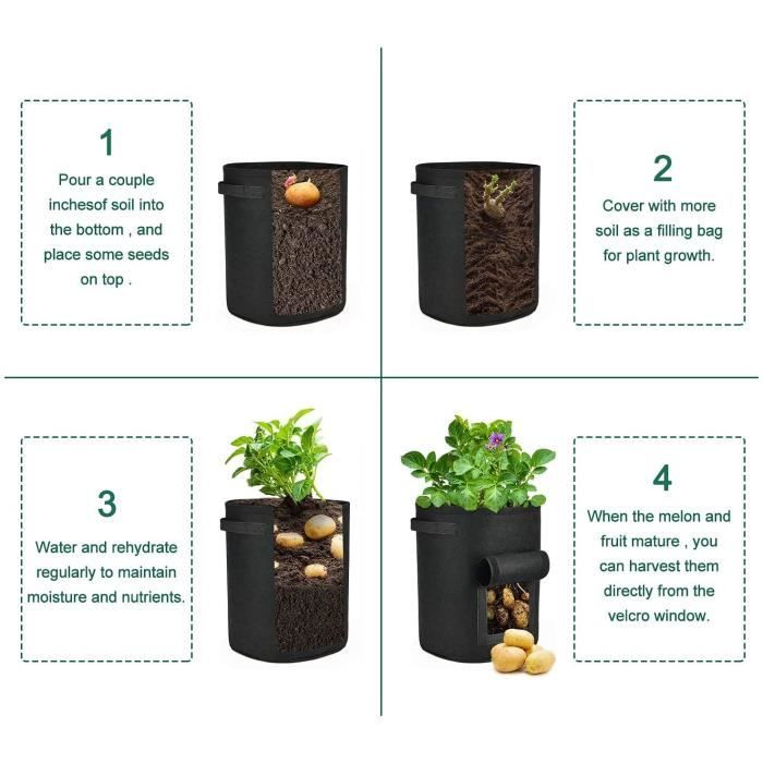 Sacs De Culture En Tissu Aéré - Lot De 5 Pour Tomates, Pommes De Terre