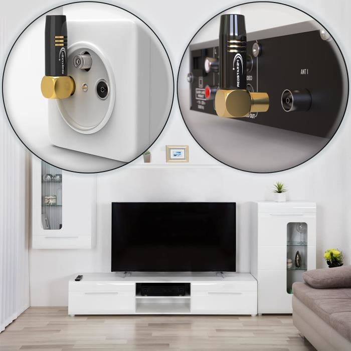 Câble d'antenne 30m Blanc - 90° coudé Coaxial | Mâle à Femelle - Câble ...