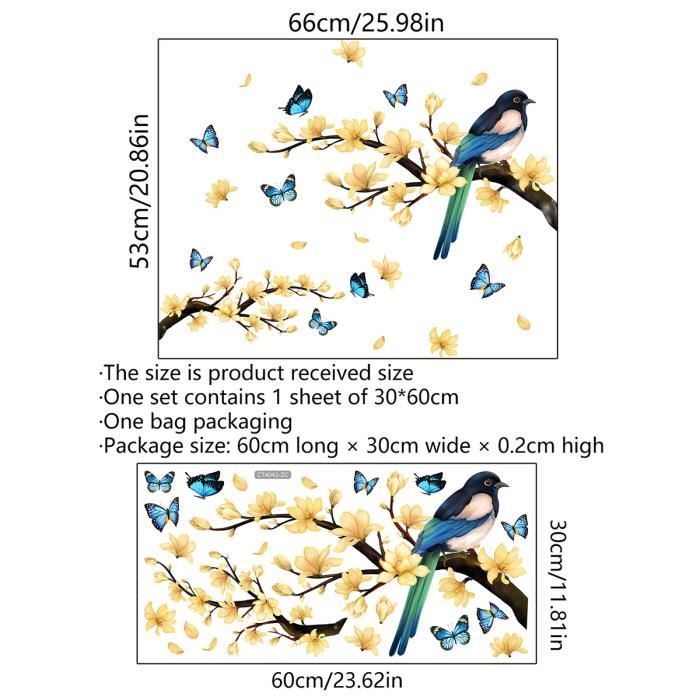 Stickers Fenêtre Fleurs Et Papillons Blancs - Autocollants électrostatiques, Réutilisables, 29x60 Cm - 3