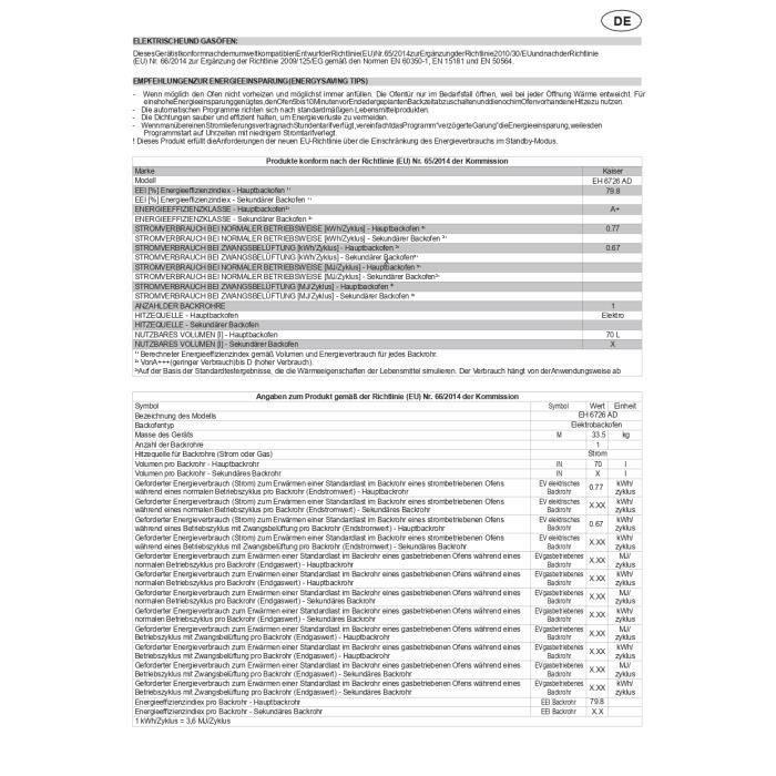 Kaiser Set four EH 6726 AD+KCG 6380, Four encastrable rétro 80L,Four ...