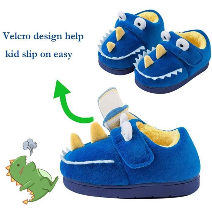 Chaussons Enfant Peluche Dinosaure - Antidérapant - Vert - Taille 170mm -  3.5-4 Ans vert - Cdiscount Chaussures
