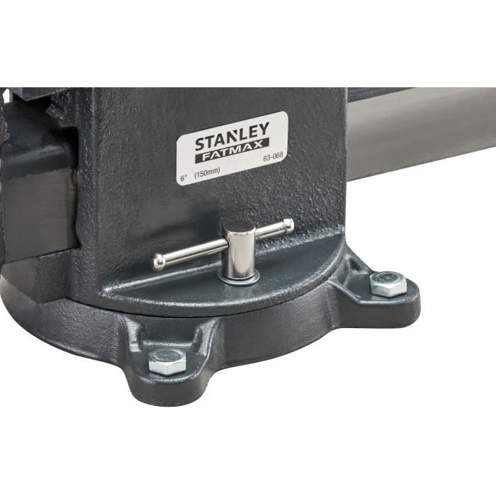 Étau D'Établi Stanley 100mm - Fonte Anti-Corrosion - Force De Serrage 1400kg - Base Pivotante