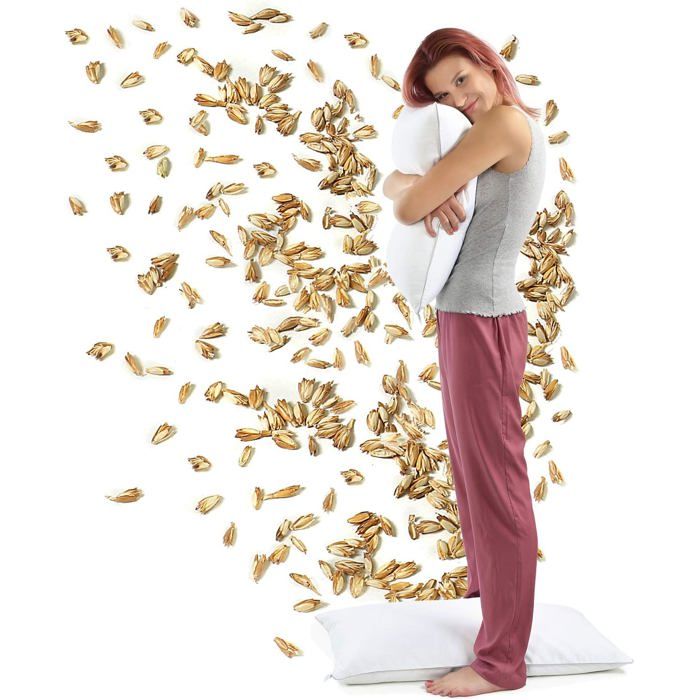 NATURECA Oreiller Épeautre Bio Ferme, Taie Coton, Ergonomique pour la Nuque, Orthopédique Anti-Douleur, Vannure d'Épeautre pour Décontracter les Muscles NATURECA Oreiller Épeautre Bio Ferme, Taie Coton, Ergonomique pour la Nuque, Orthopédique Anti-Douleur, Vannure d'Épeautre pour Décontracter les Muscles