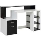 HOMCOM - Bureau informatique - - 137x55x92cm - Blanc, Noir