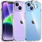 MASSILIA TECH Coque Silicone TPU Pour iPhone 14 (6,1") + 2 Verres Trempés Ecran et 1 Protection Caméra Arrière verre