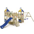 Aire de jeux Portique bois Smart Queen WICKEY avec balançoire et toboggan bleu