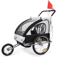 Remorque vélo SAMAX pour 2 enfants - Convertible Jogger - Blanc et Noir