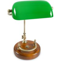 Relaxdays Lampe de banquier bureau table abat-jour vert en verre ampoule à douille E-27 notaire bibliothèque, vert