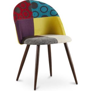 CHAISE Chaise à manger tapissée design patchwork - Evelyn